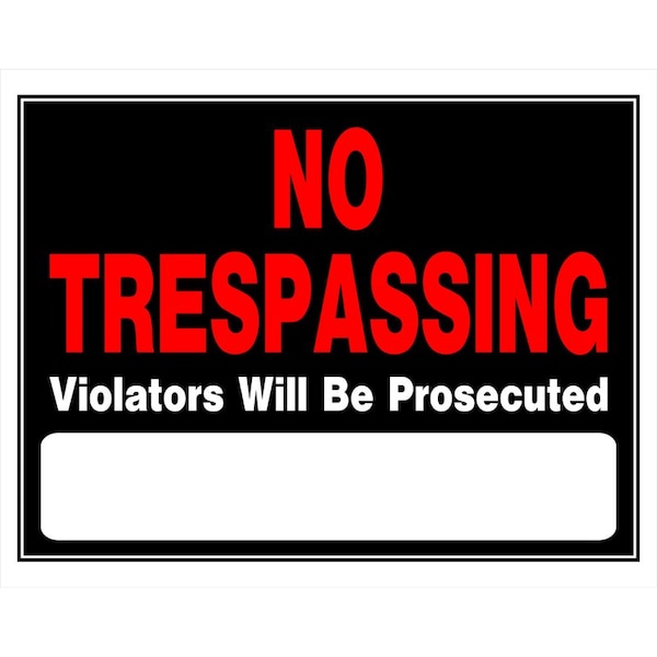 Hillman English Black No Trespassing Sign 15 in. H X 19 in. W, PK6 840040 - main